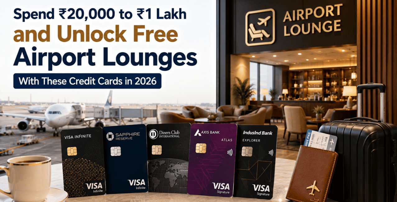 Spend ₹20,000 to ₹1 Lakh and Unlock Free Airport Lounges With These Credit Cards in 2026
